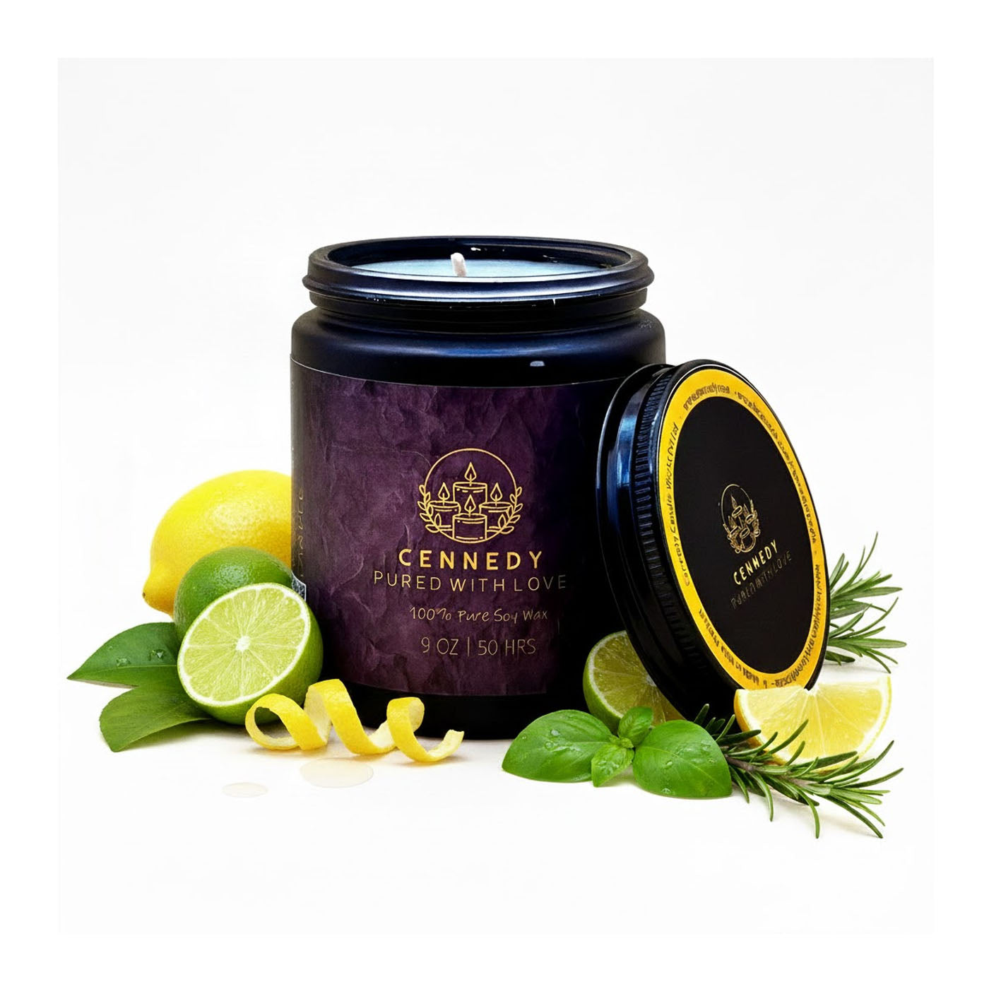 Elegant Limonelle luxury jar candle, soothing fragrance for meditation.