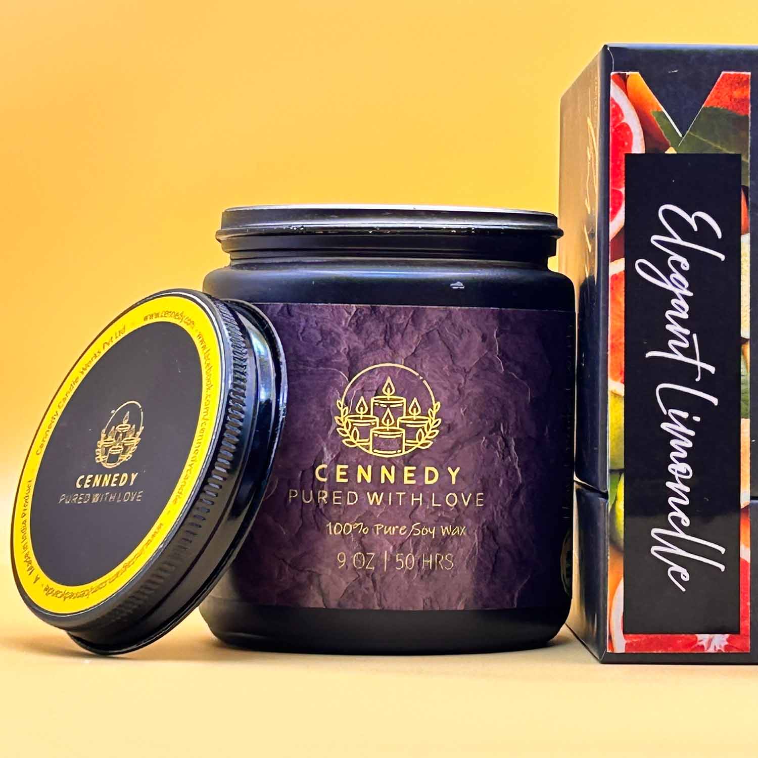 Elegant Limonelle luxury jar candle, soothing fragrance for meditation.