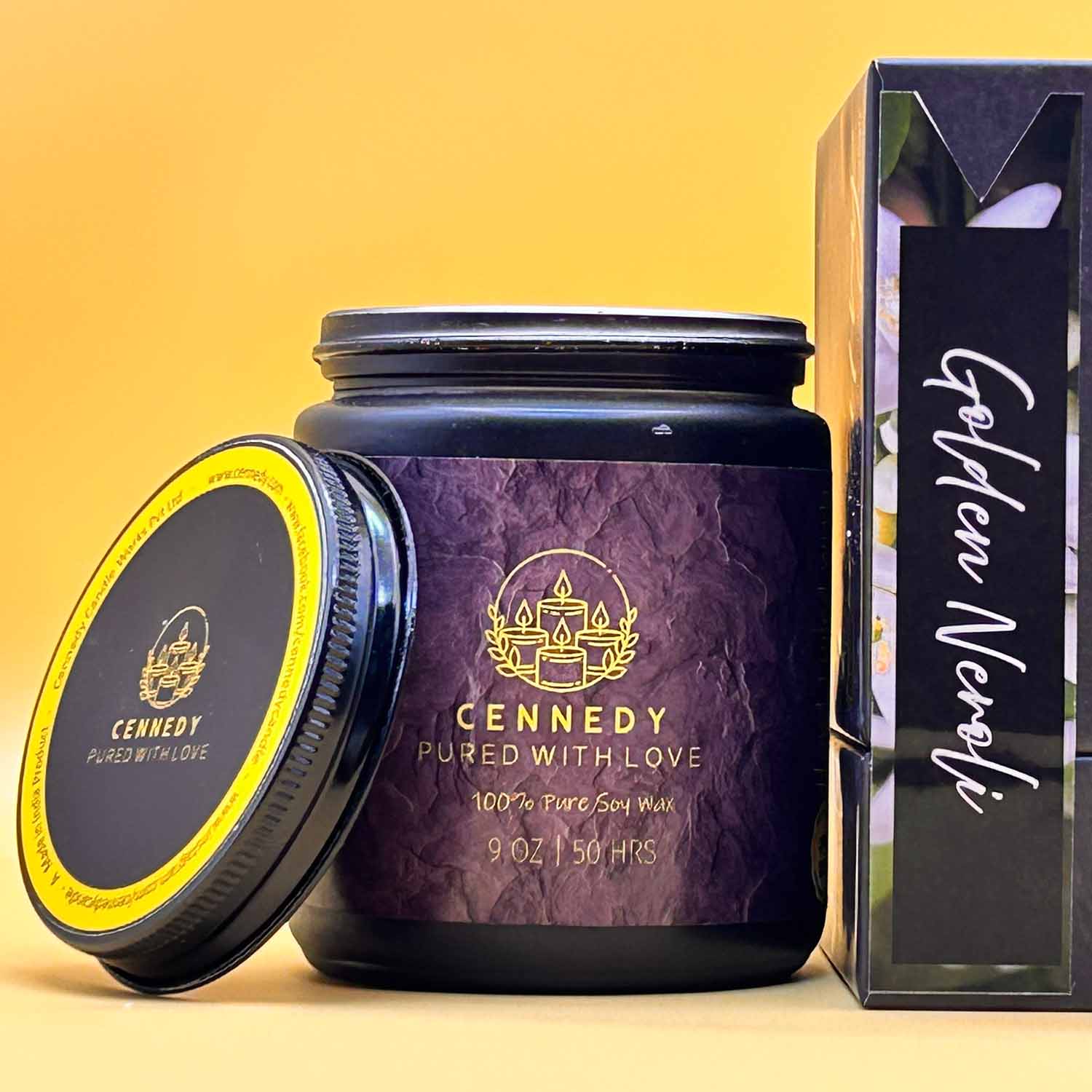 Golden Neroli Luxury Scented Candle for Meditation, Spa, Birthday & Luxury Gift