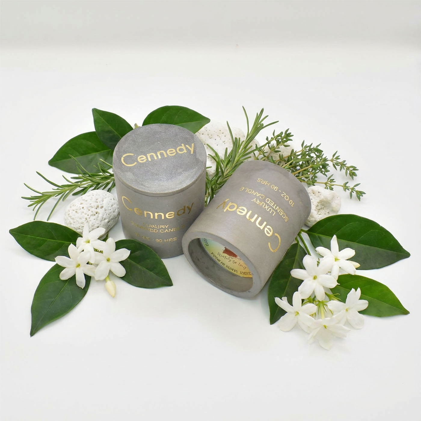 Jasmine Aromatic Hand Crafted  Scented Candle in Concrete Jar