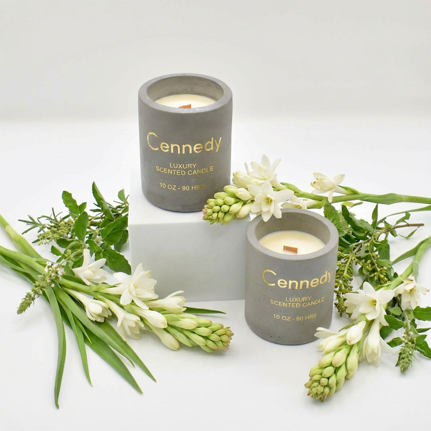 Magical Tuberose Hand Crafted Scented Candle in Concrete Jar