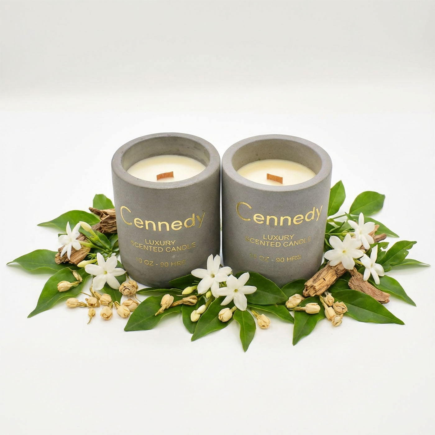 Jasmine Aromatic Hand Crafted  Scented Candle in Concrete Jar