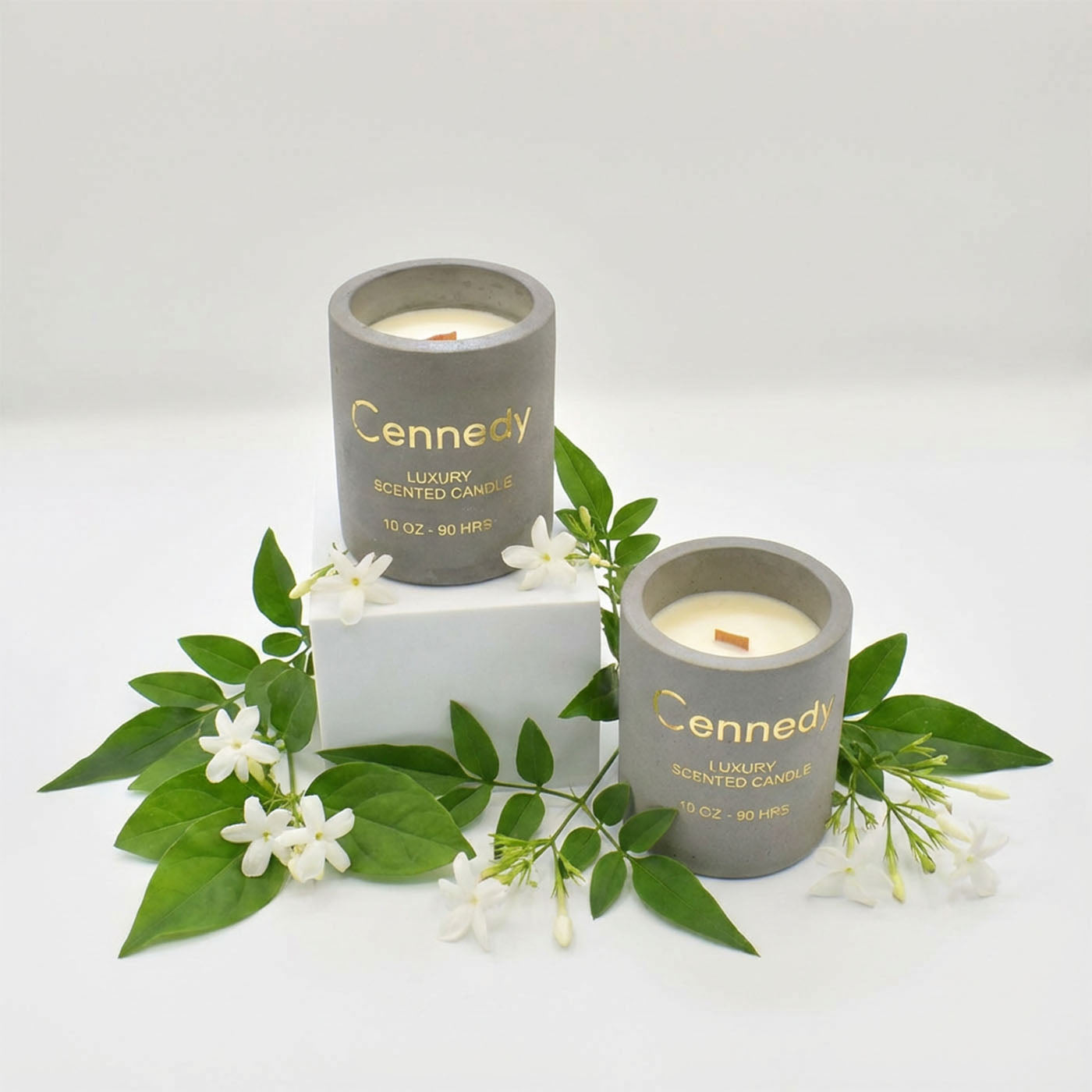 Jasmine Aromatic Hand Crafted  Scented Candle in Concrete Jar