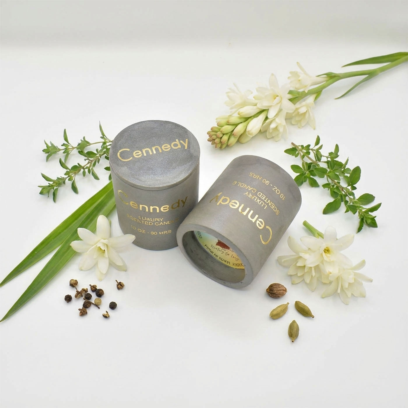 Magical Tuberose Hand Crafted Scented Candle in Concrete Jar