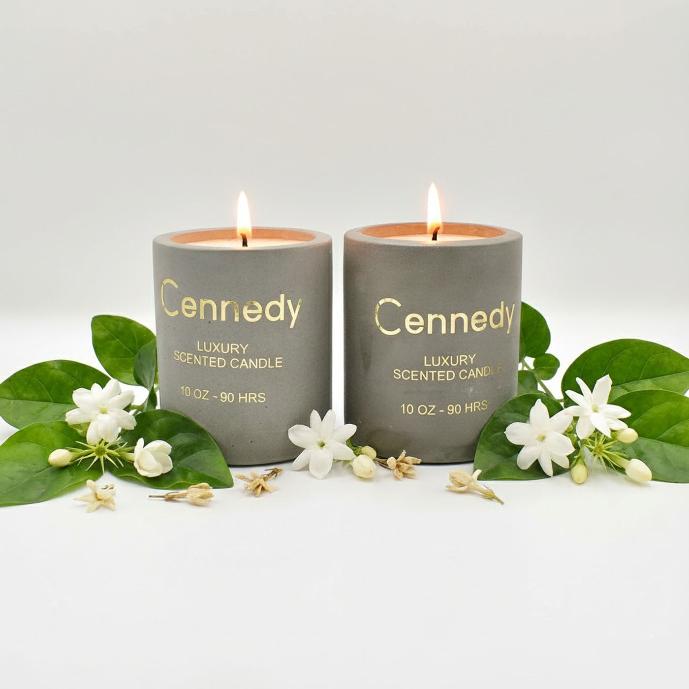 Jasmine Aromatic Hand Crafted  Scented Candle in Concrete Jar