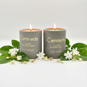 Jasmine Aromatic Hand Crafted  Scented Candle in Concrete Jar