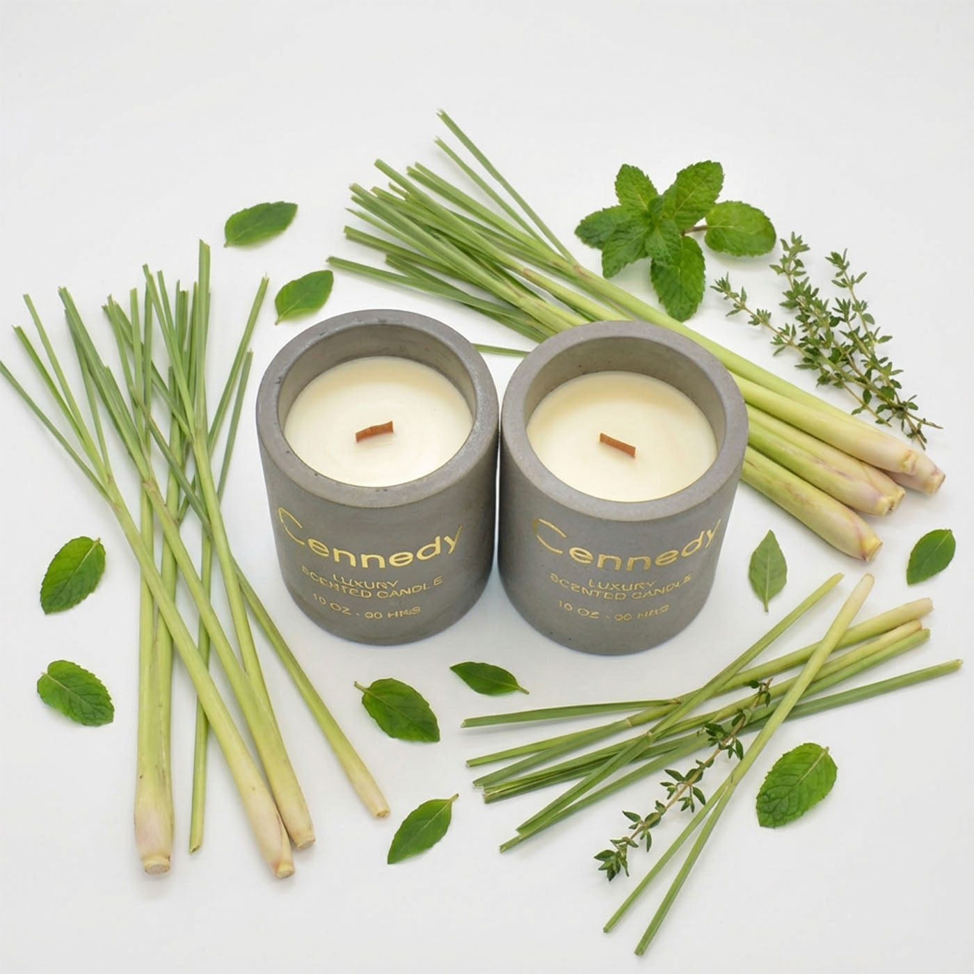Aromatic Lemongrass Hand Crafted Scented Candle in Concrete Jar