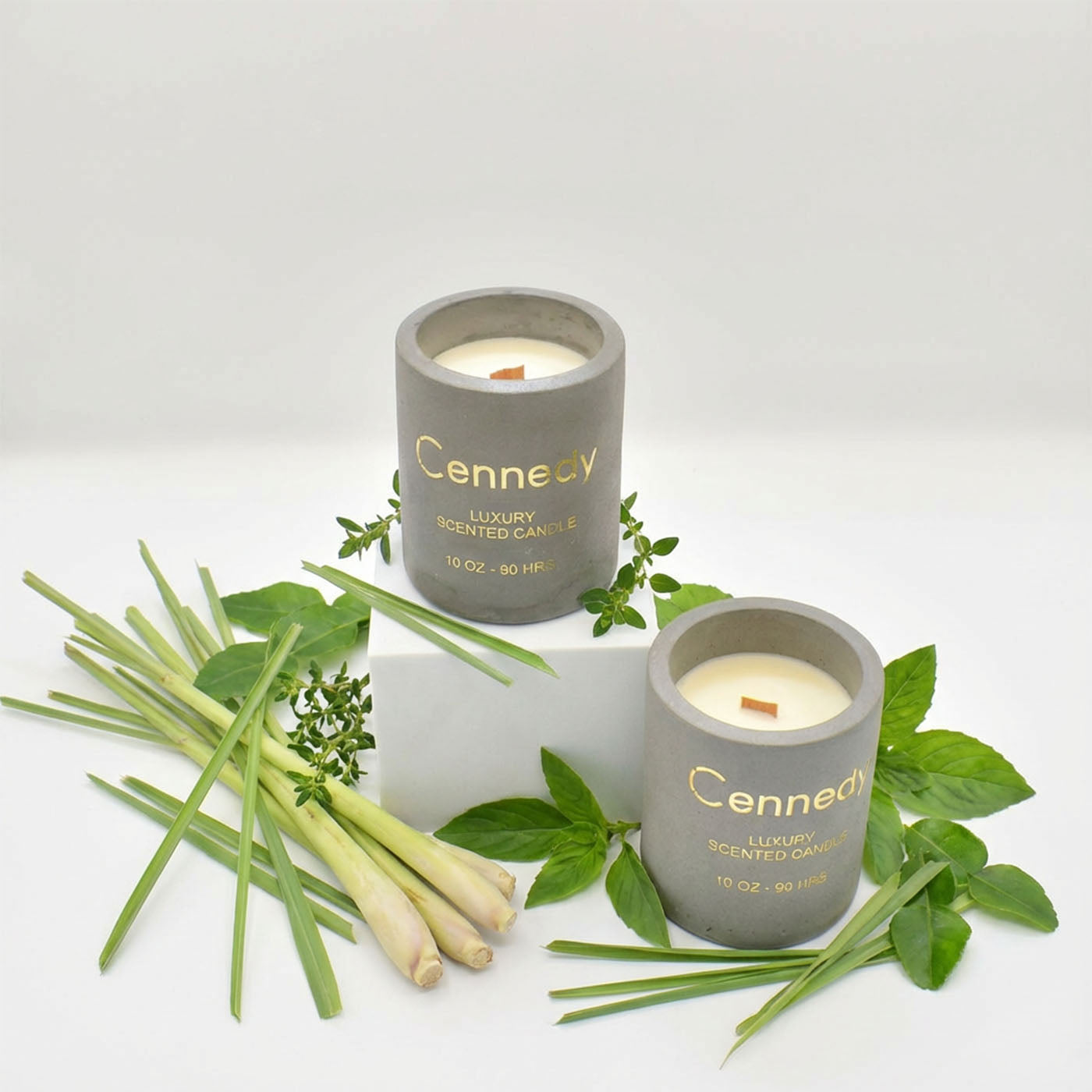 Aromatic Lemongrass Hand Crafted Scented Candle in Concrete Jar