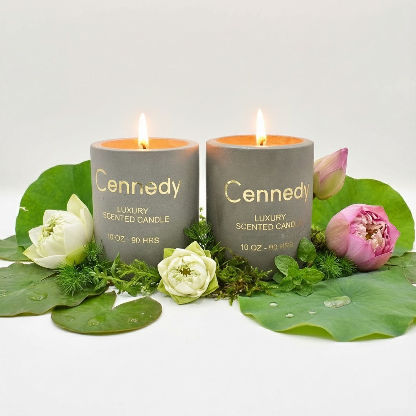 Thai Lotus Garden Aromatic Hand Crafted  Scented Candle in Concrete Jar