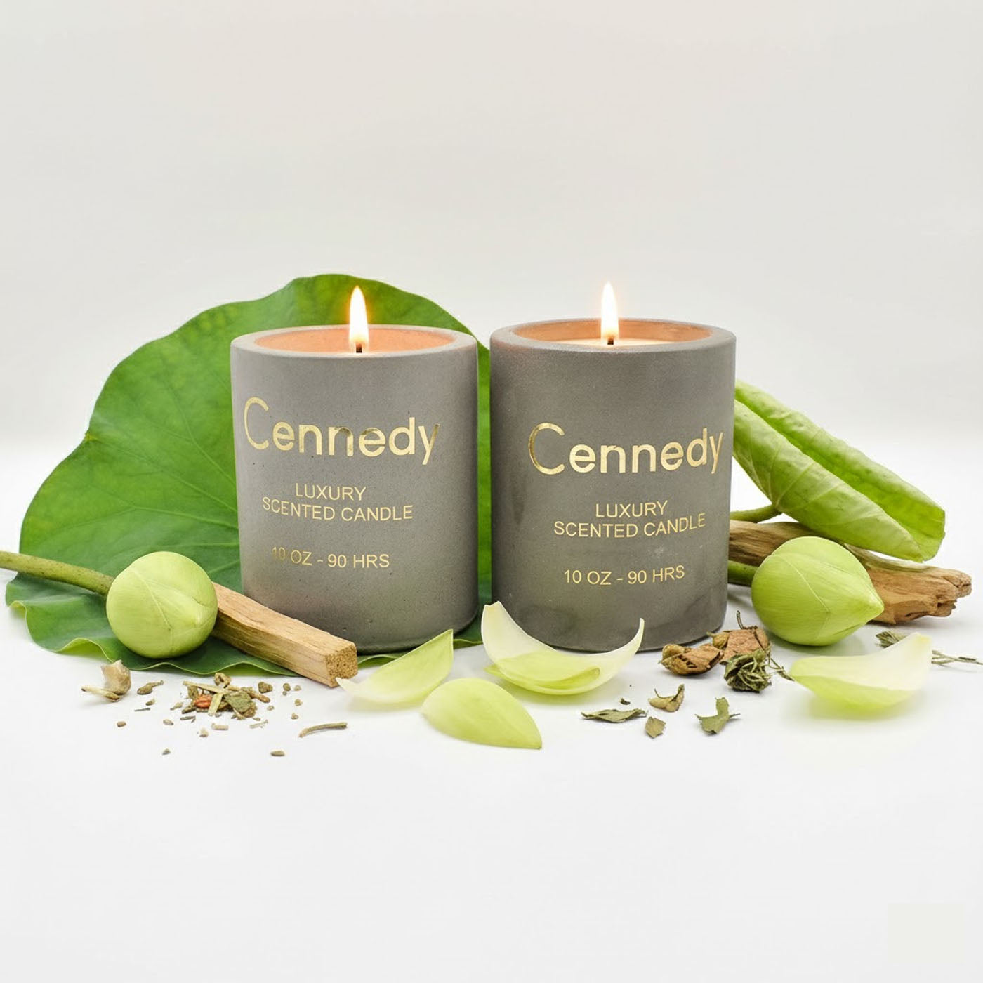 Thai Lotus Garden Aromatic Hand Crafted  Scented Candle in Concrete Jar