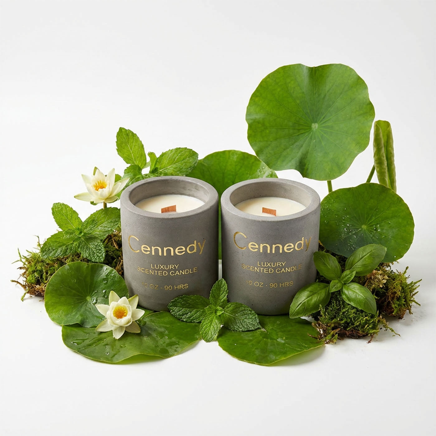 Thai Lotus Garden Aromatic Hand Crafted  Scented Candle in Concrete Jar