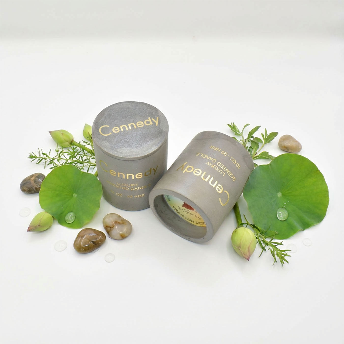 Thai Lotus Garden Aromatic Hand Crafted  Scented Candle in Concrete Jar