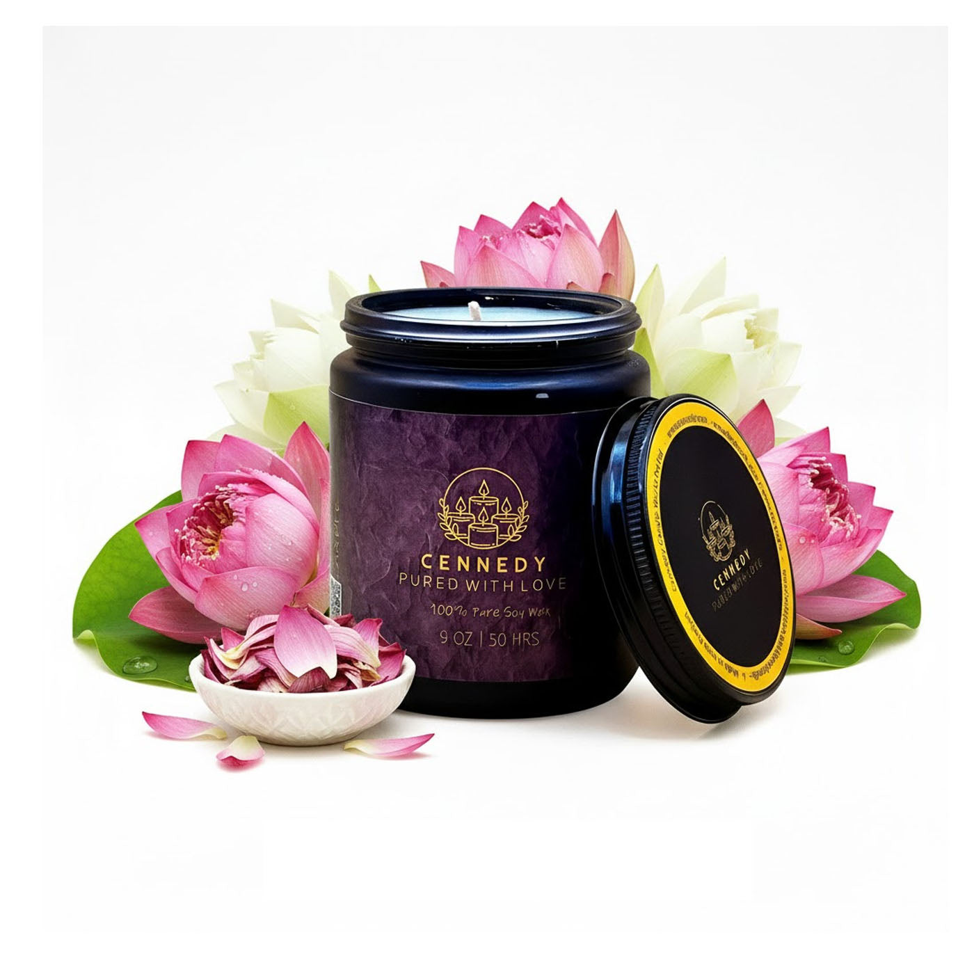 Lotus Garden Luxury Scented Candle for Meditation, Spa, Birthday & Luxury Gift