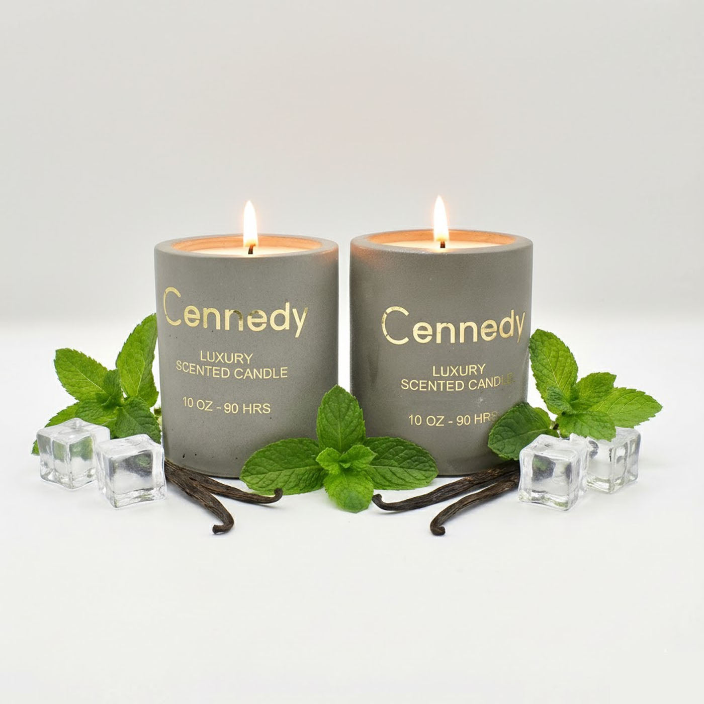 Mint Vanilla Hand Crafted Aromatic Scented Candle in Concrete Jar