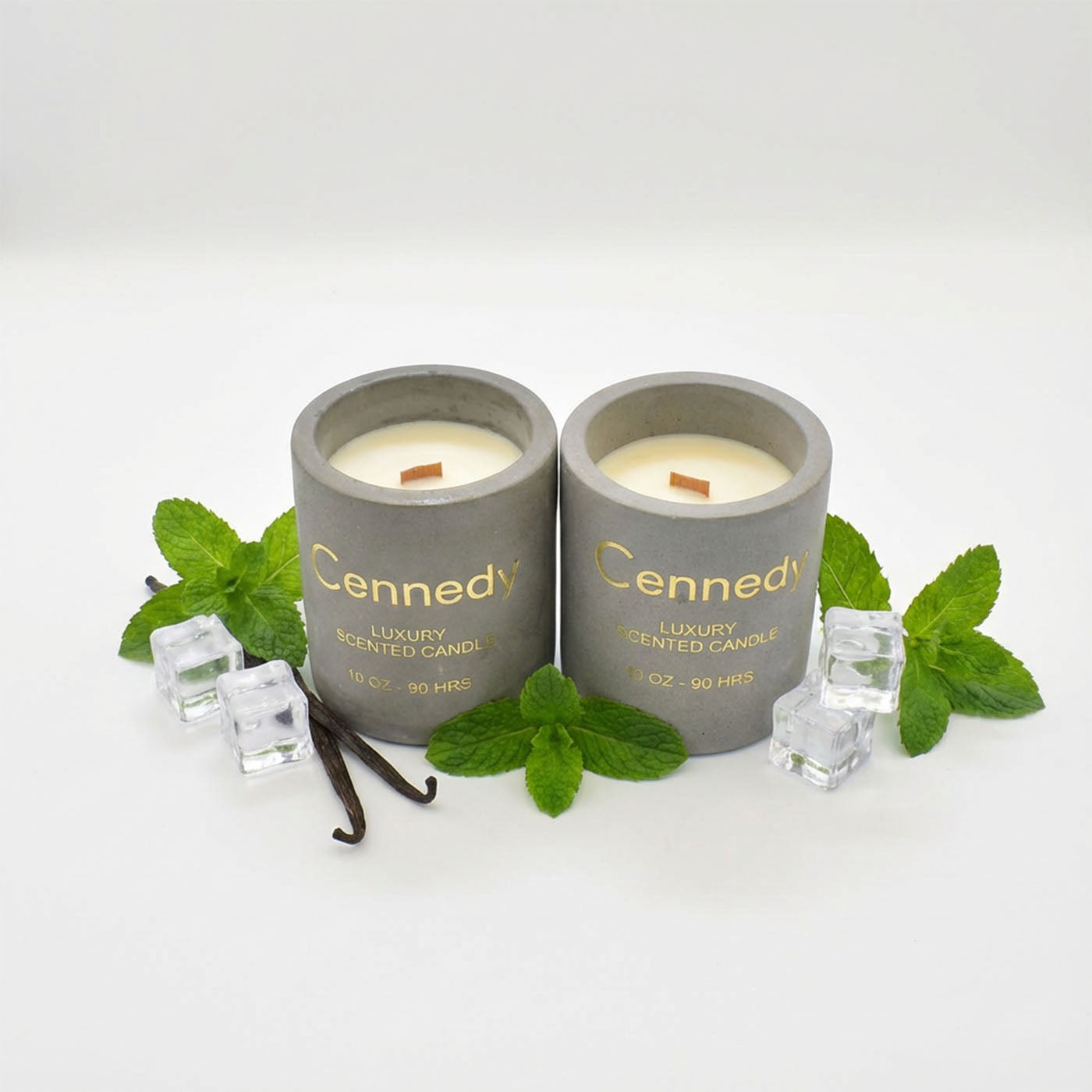 Mint Vanilla Hand Crafted Aromatic Scented Candle in Concrete Jar