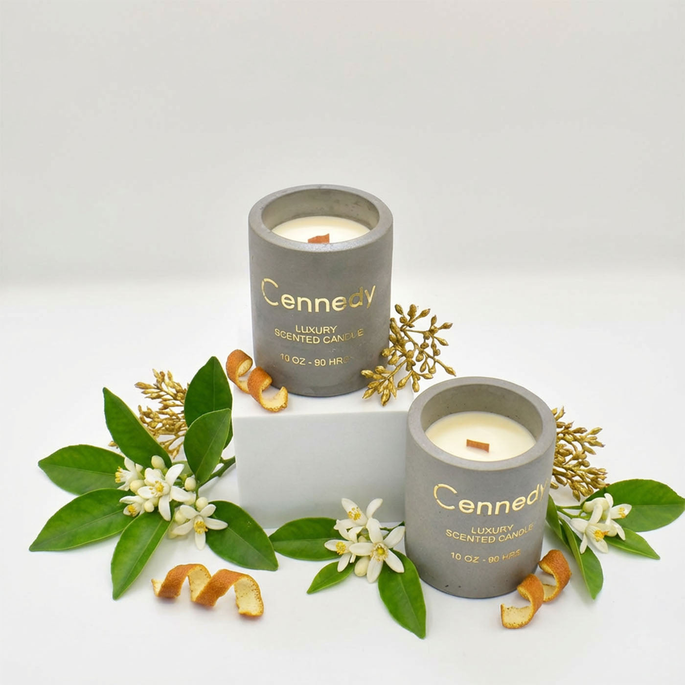 Golden Neroli Aromatic Hand Crafted Scented Candle in Concrete Jar