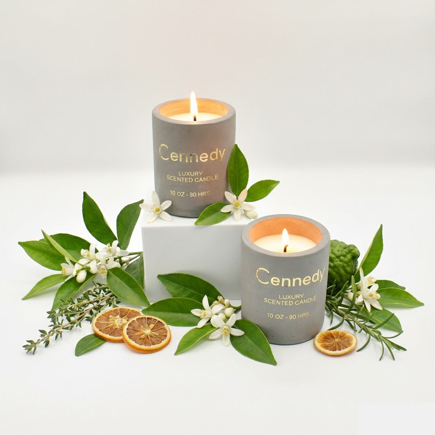 Golden Neroli Aromatic Hand Crafted Scented Candle in Concrete Jar