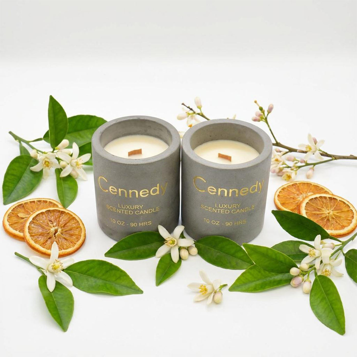 Golden Neroli Aromatic Hand Crafted Scented Candle in Concrete Jar