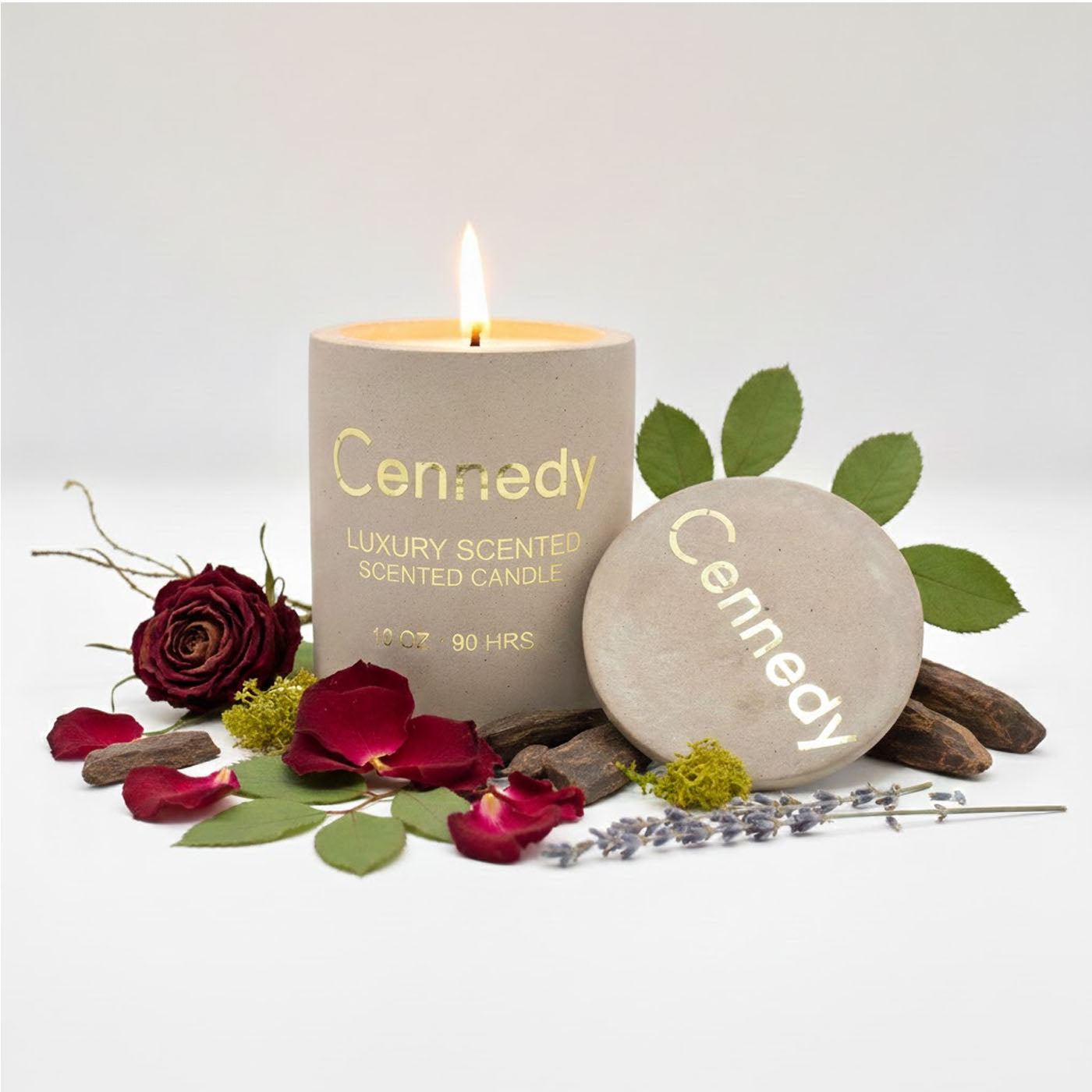 Oudh Velvet Rose Luxury Hand Crafted Scented Candle in Concrete Jar - 10 Oz