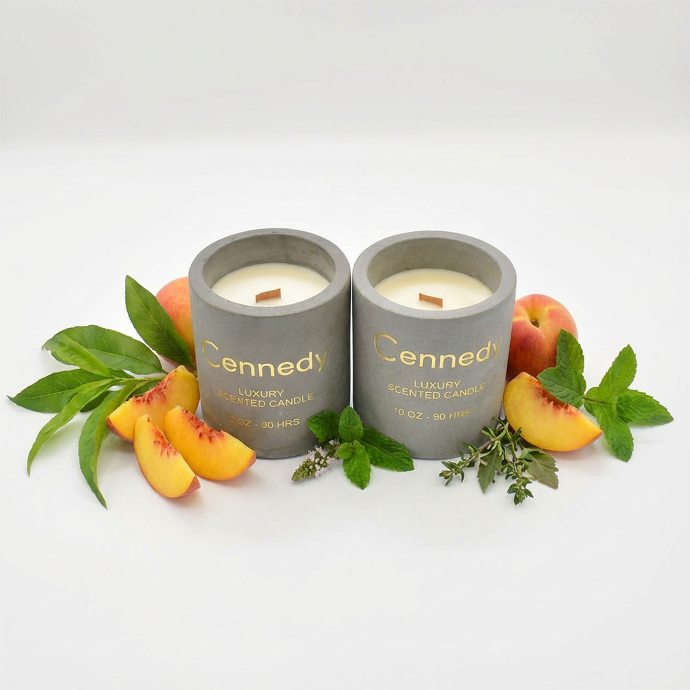 Peach Aromatic Hand Crafted Scented Candle in Concrete Jar