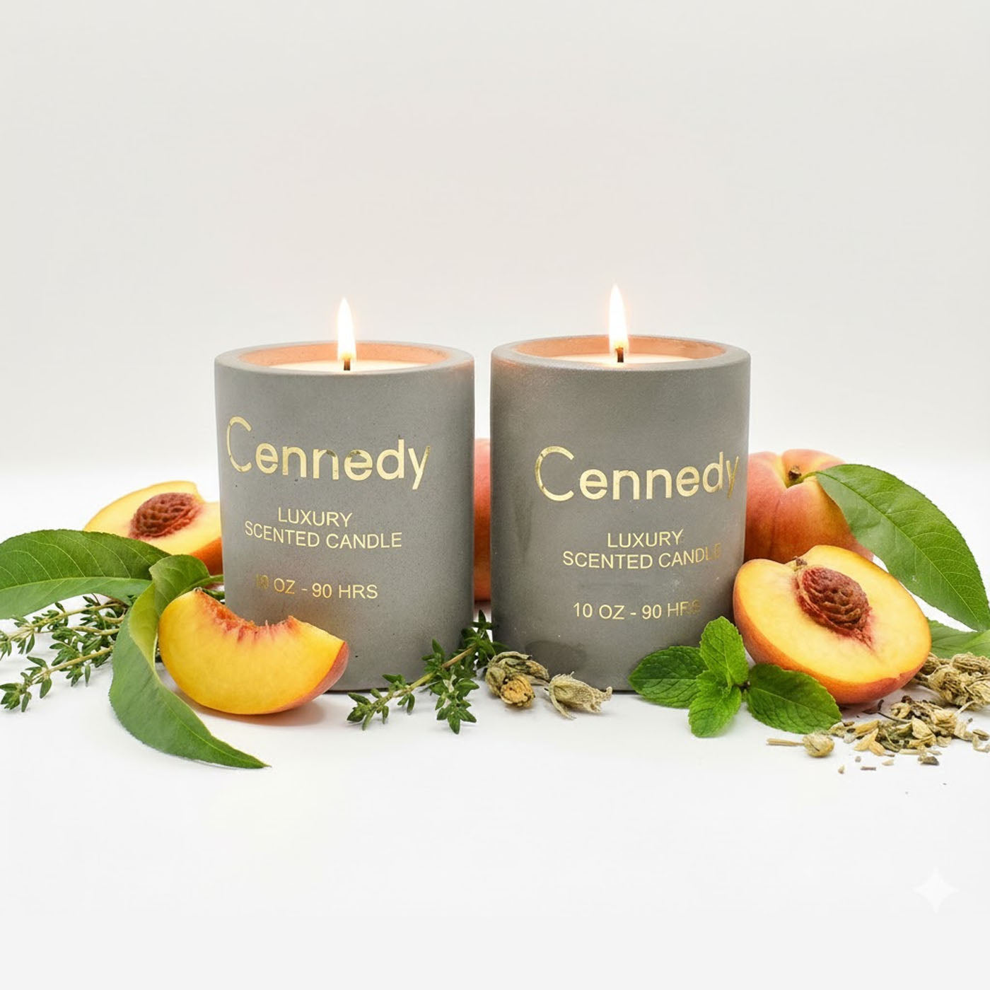 Peach Aromatic Hand Crafted Scented Candle in Concrete Jar