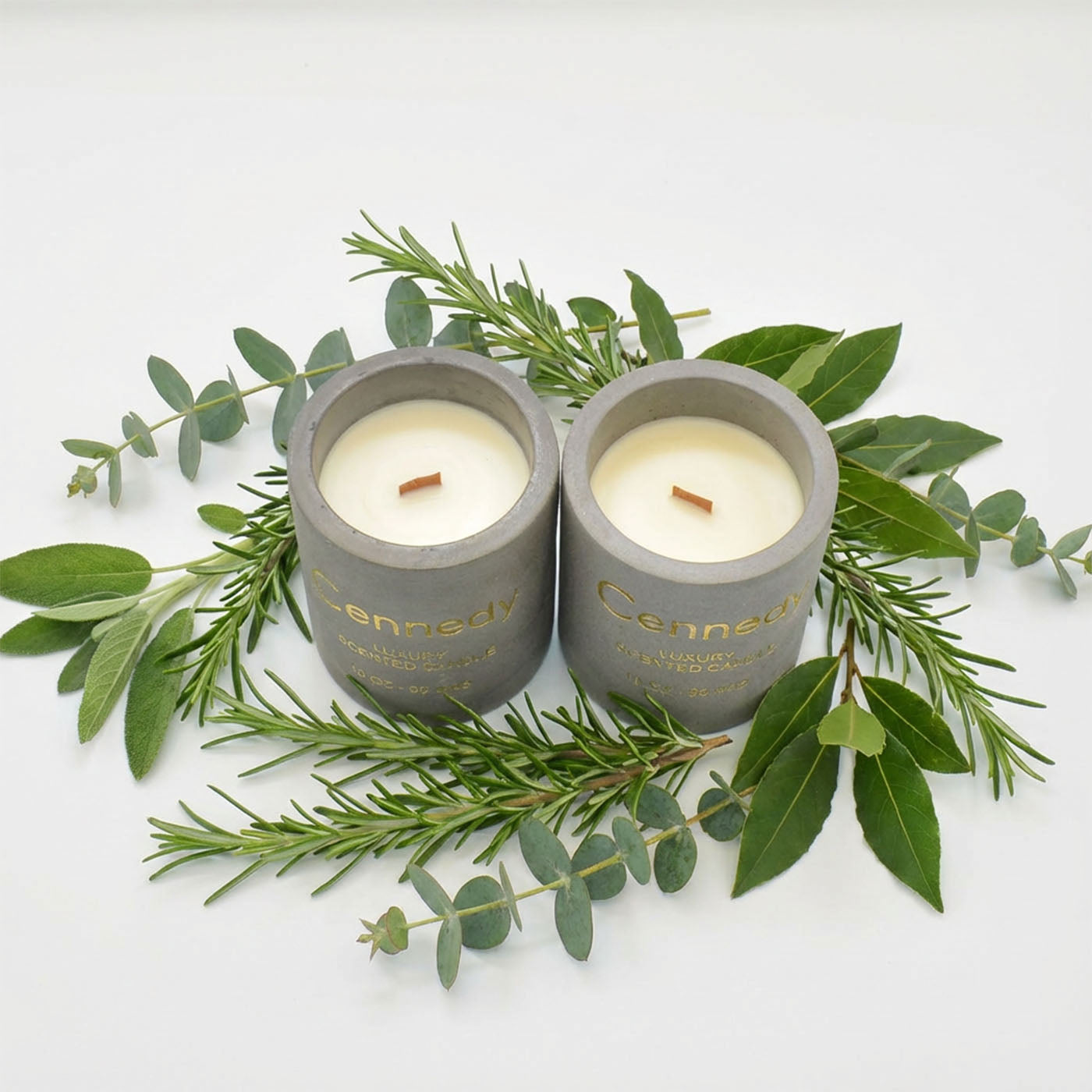 Aromatic Rosemary Hand Crafted  Scented Candle in Concrete Jar