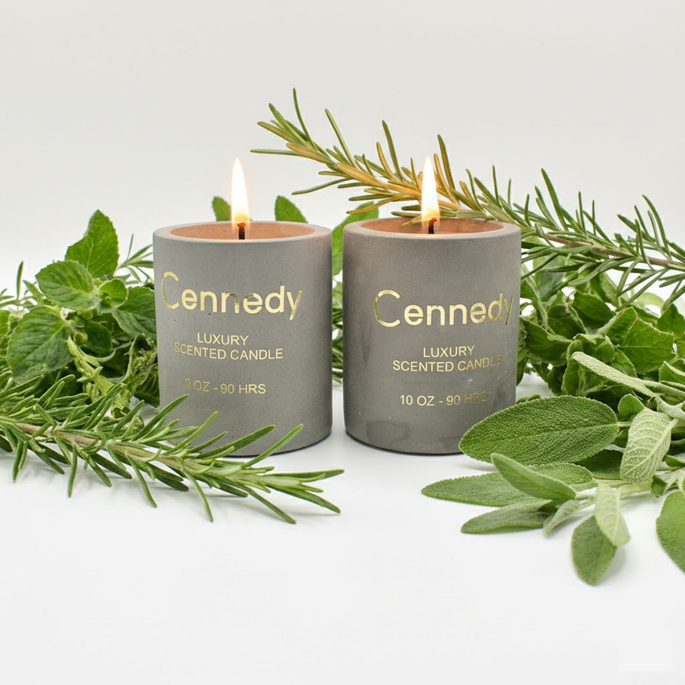 Aromatic Rosemary Hand Crafted  Scented Candle in Concrete Jar