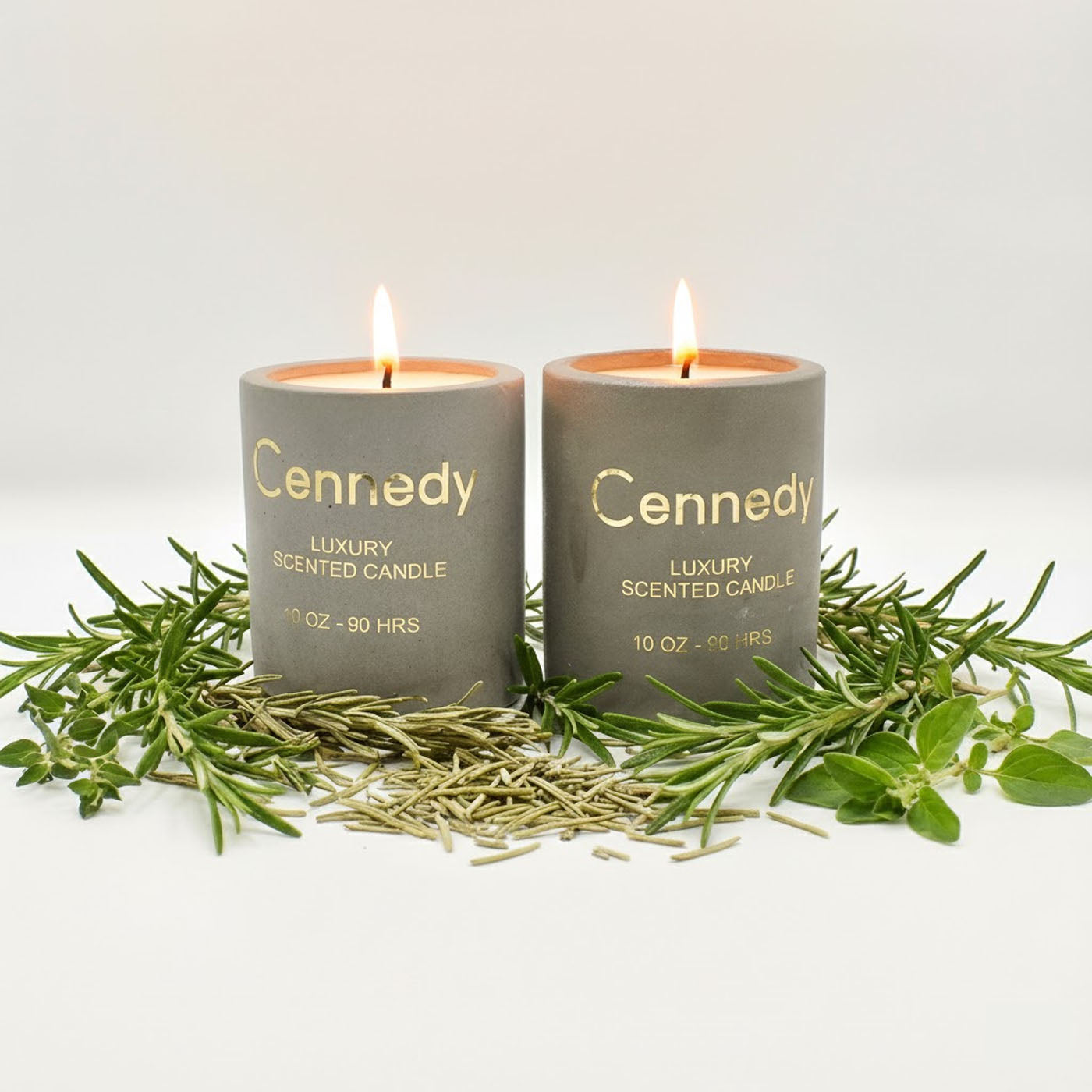 Aromatic Rosemary Hand Crafted  Scented Candle in Concrete Jar