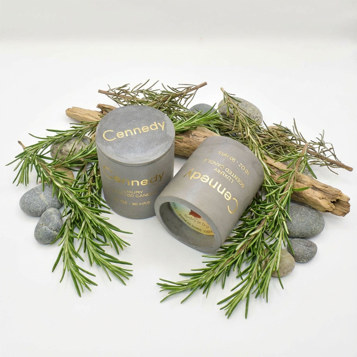 Aromatic Rosemary Hand Crafted  Scented Candle in Concrete Jar