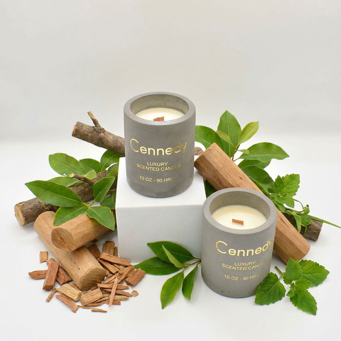 Indian Sandalwood Aromatic Hand Crafted  Scented Candle in Concrete Jar