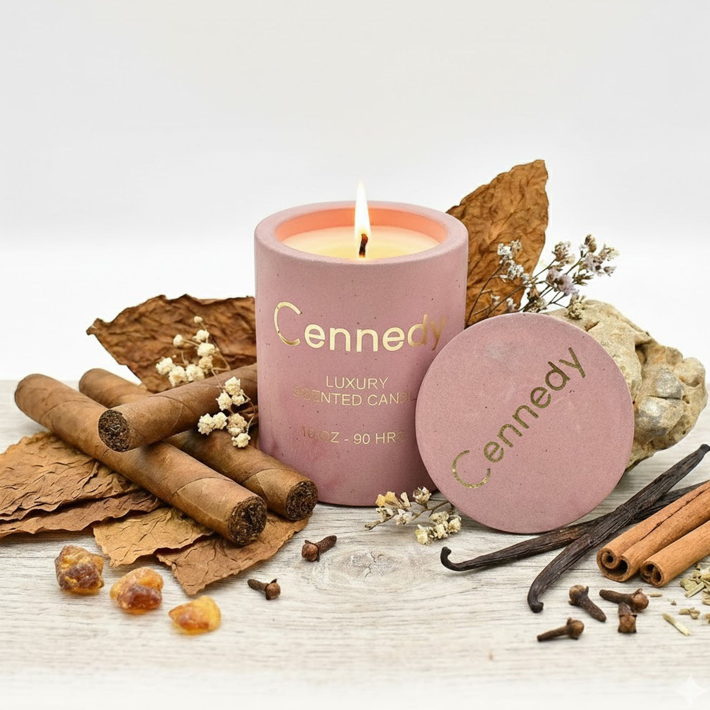Luxury Tobacoo Vanilla Hand Crafted Scented Candle in Concrete Jar