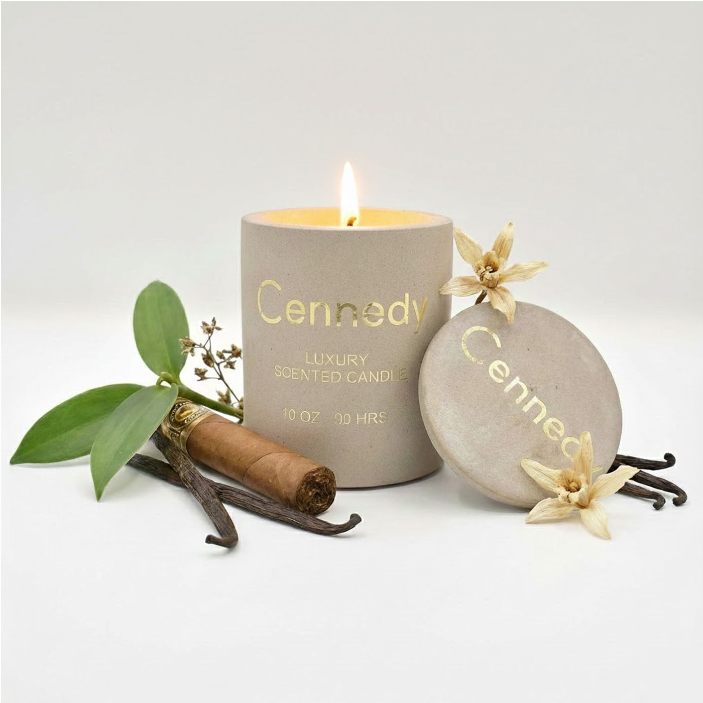 Luxury Tobacoo Vanilla Hand Crafted Scented Candle in Concrete Jar - 10 Oz