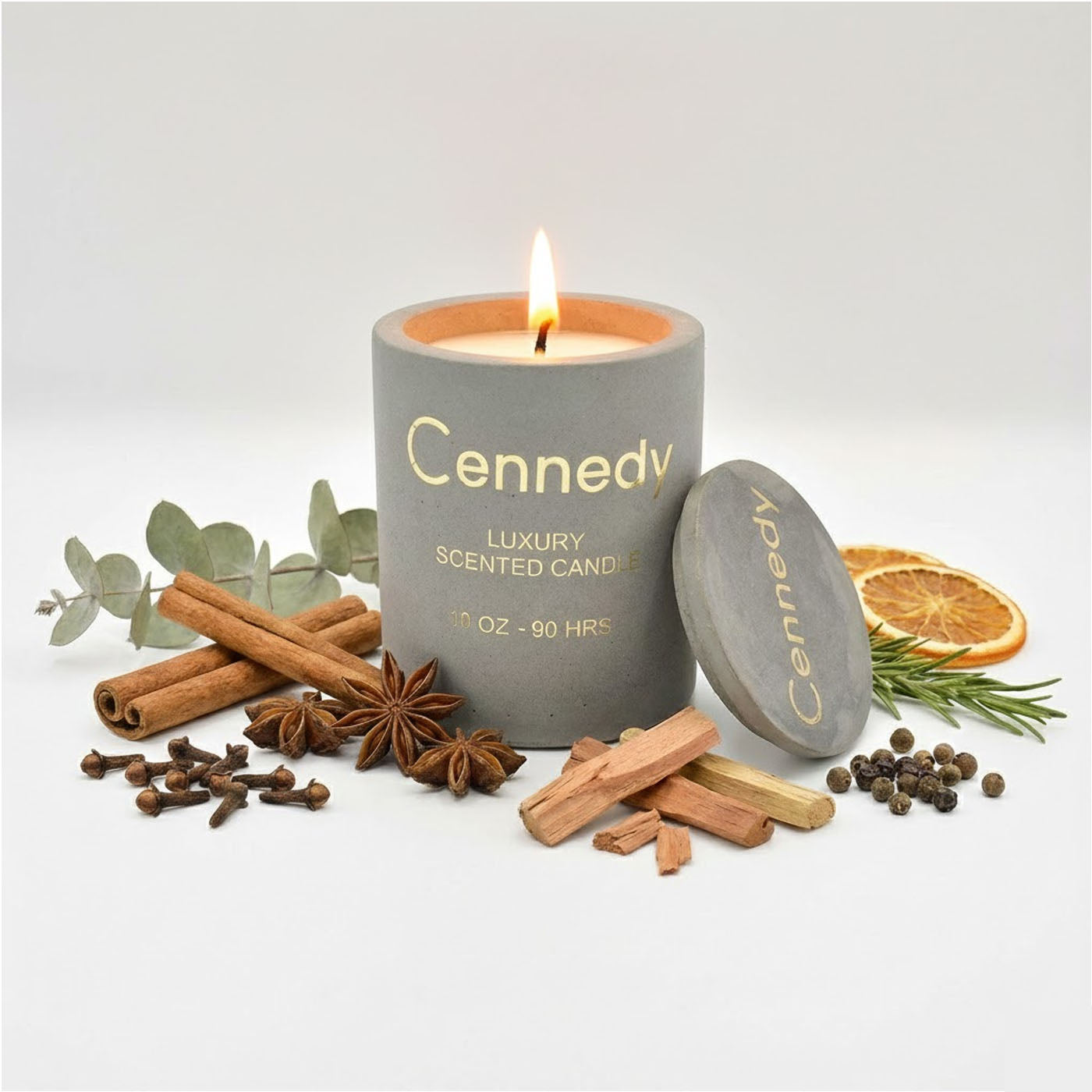 Woody Spicy Luxury Hand Crafted Scented Candle in Concrete Jar - 10 Oz