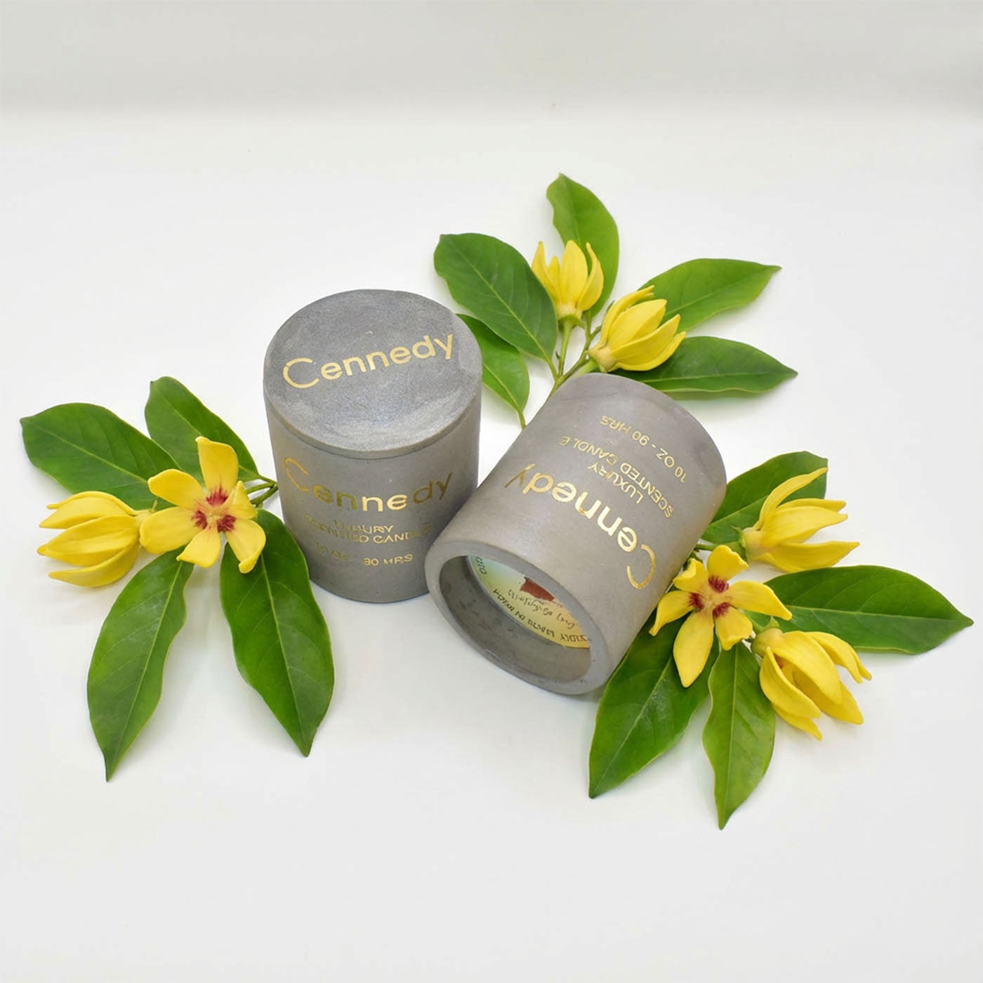 Ylang Ylang Aromatic Hand Crafted  Scented Candle in Concrete Jar