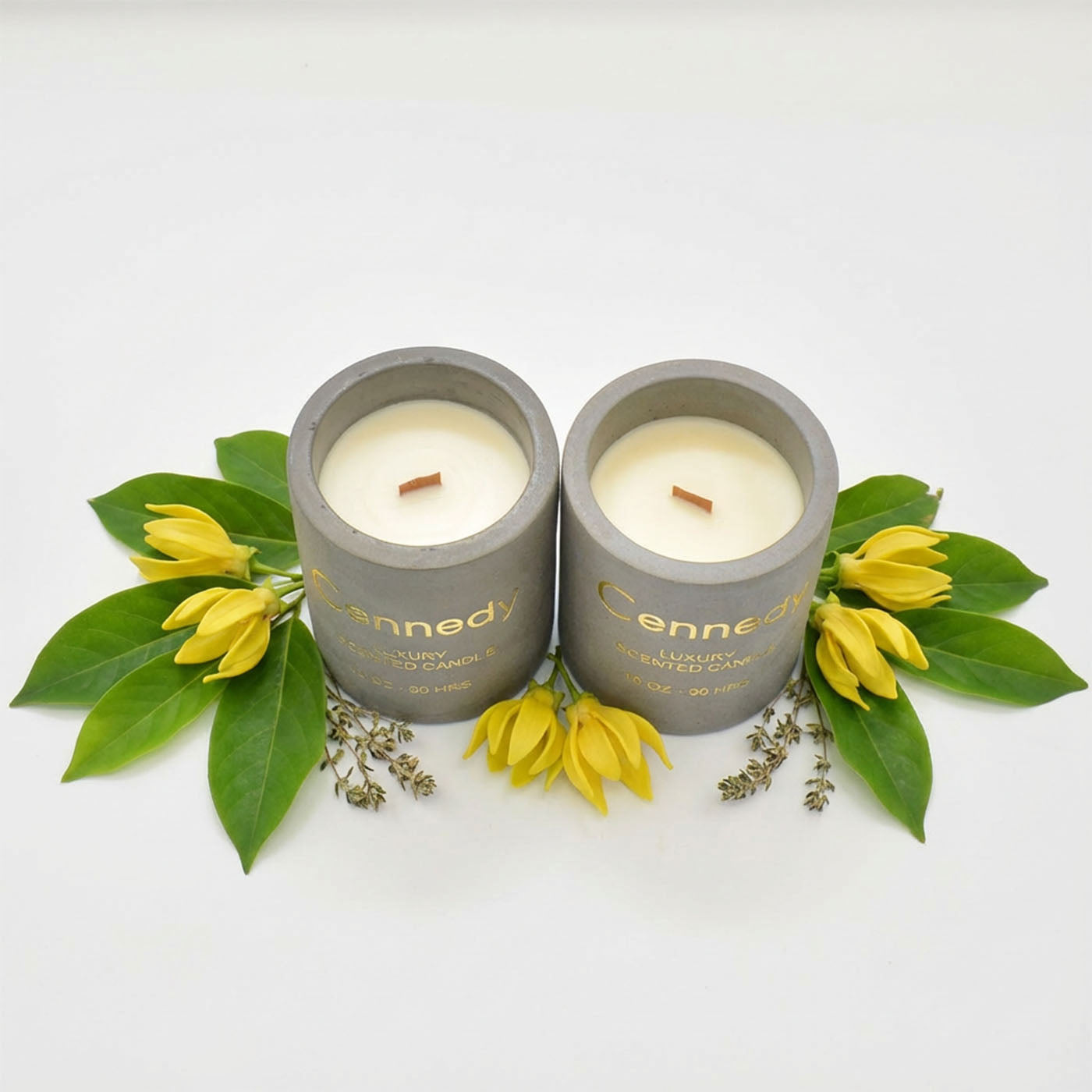 Ylang Ylang Aromatic Hand Crafted  Scented Candle in Concrete Jar