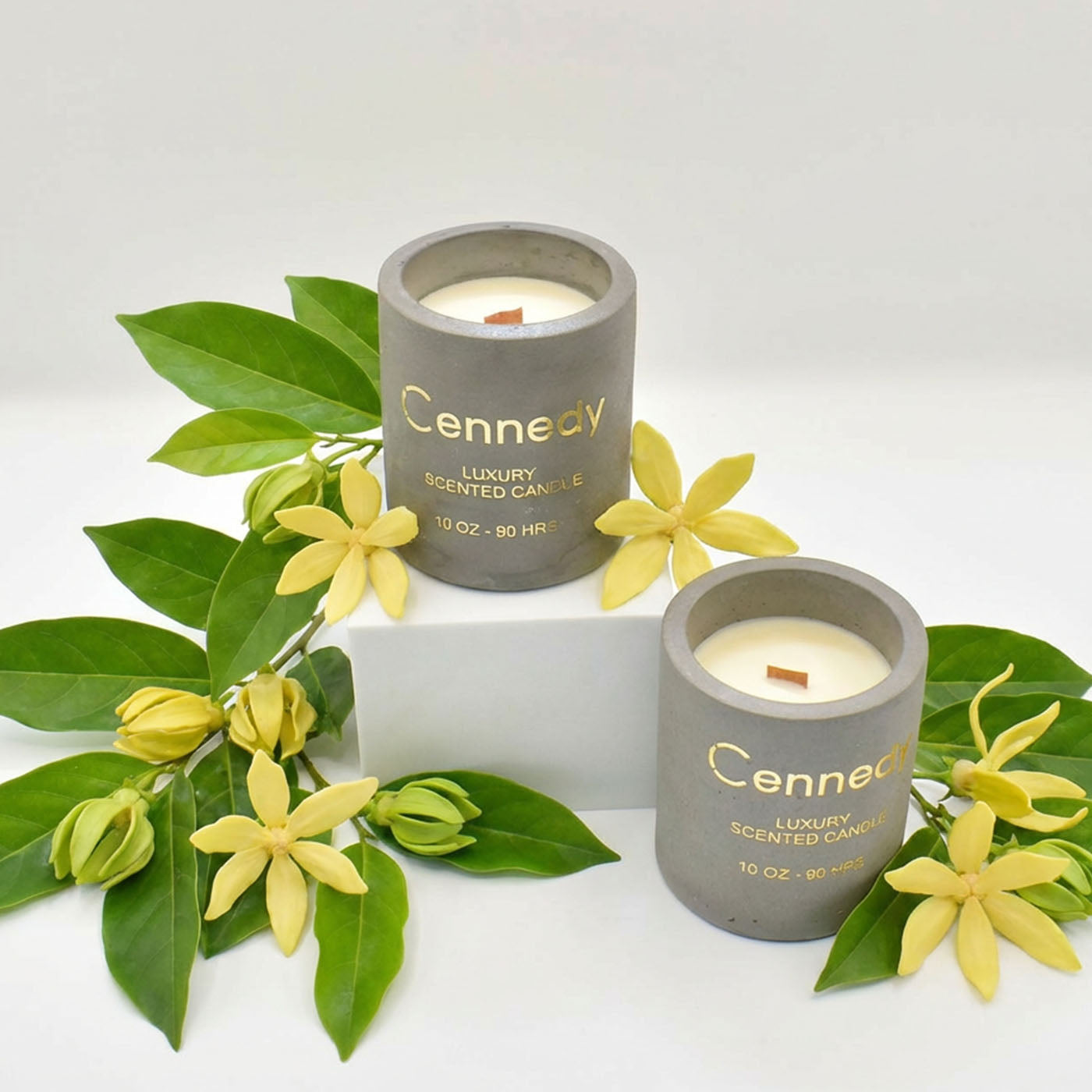Ylang Ylang Aromatic Hand Crafted  Scented Candle in Concrete Jar