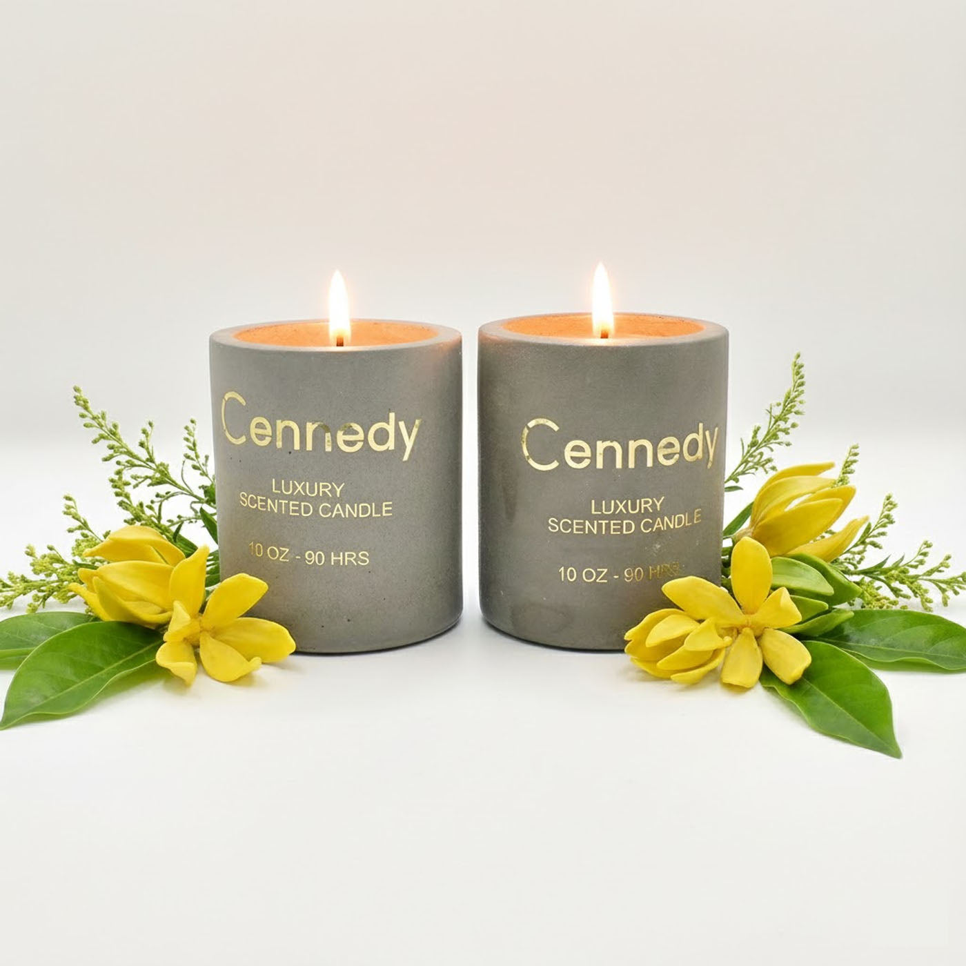 Ylang Ylang Aromatic Hand Crafted  Scented Candle in Concrete Jar